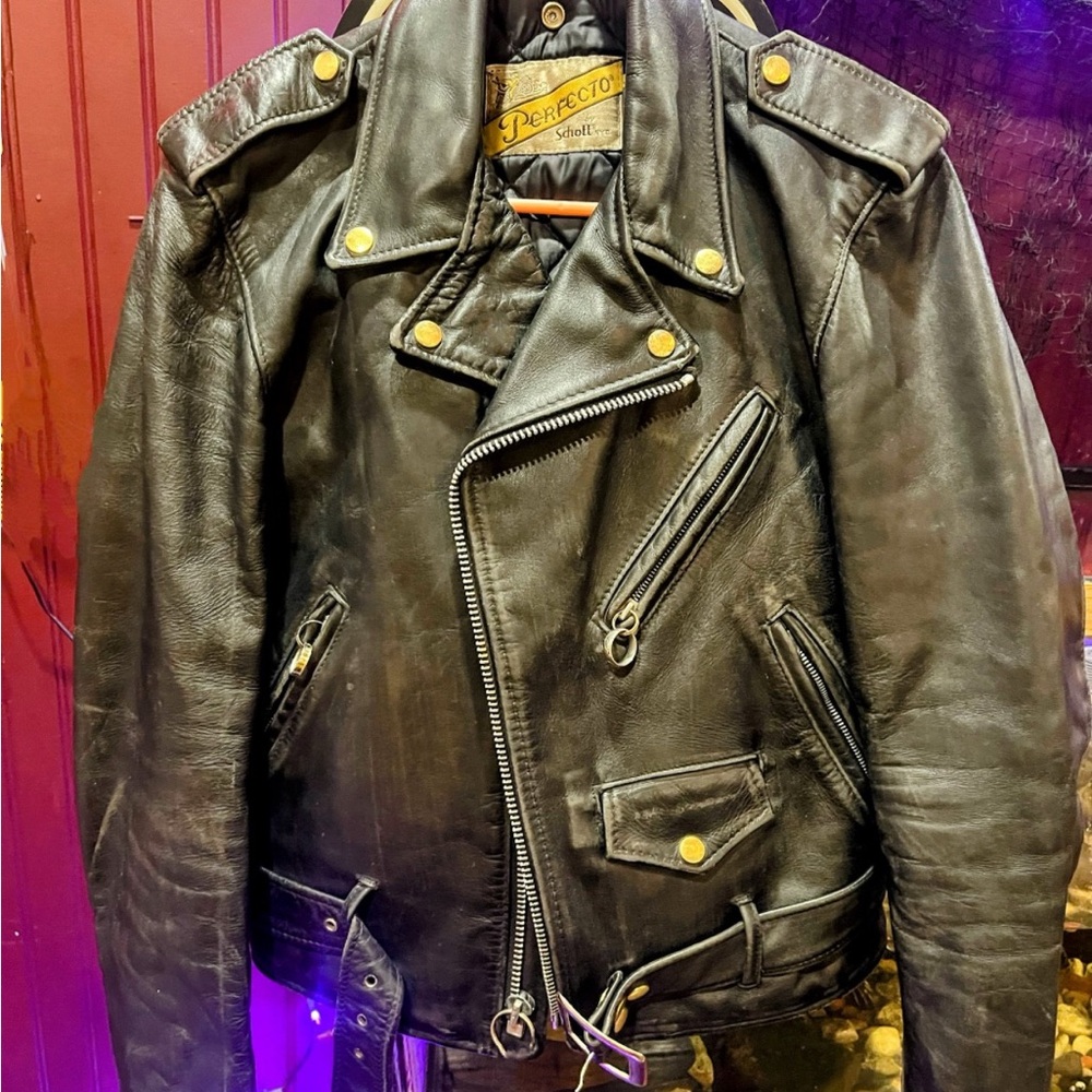 Schott NYC Black Leather Motorcycle Jacket 618
